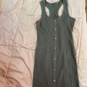 Grey green button down tight dress